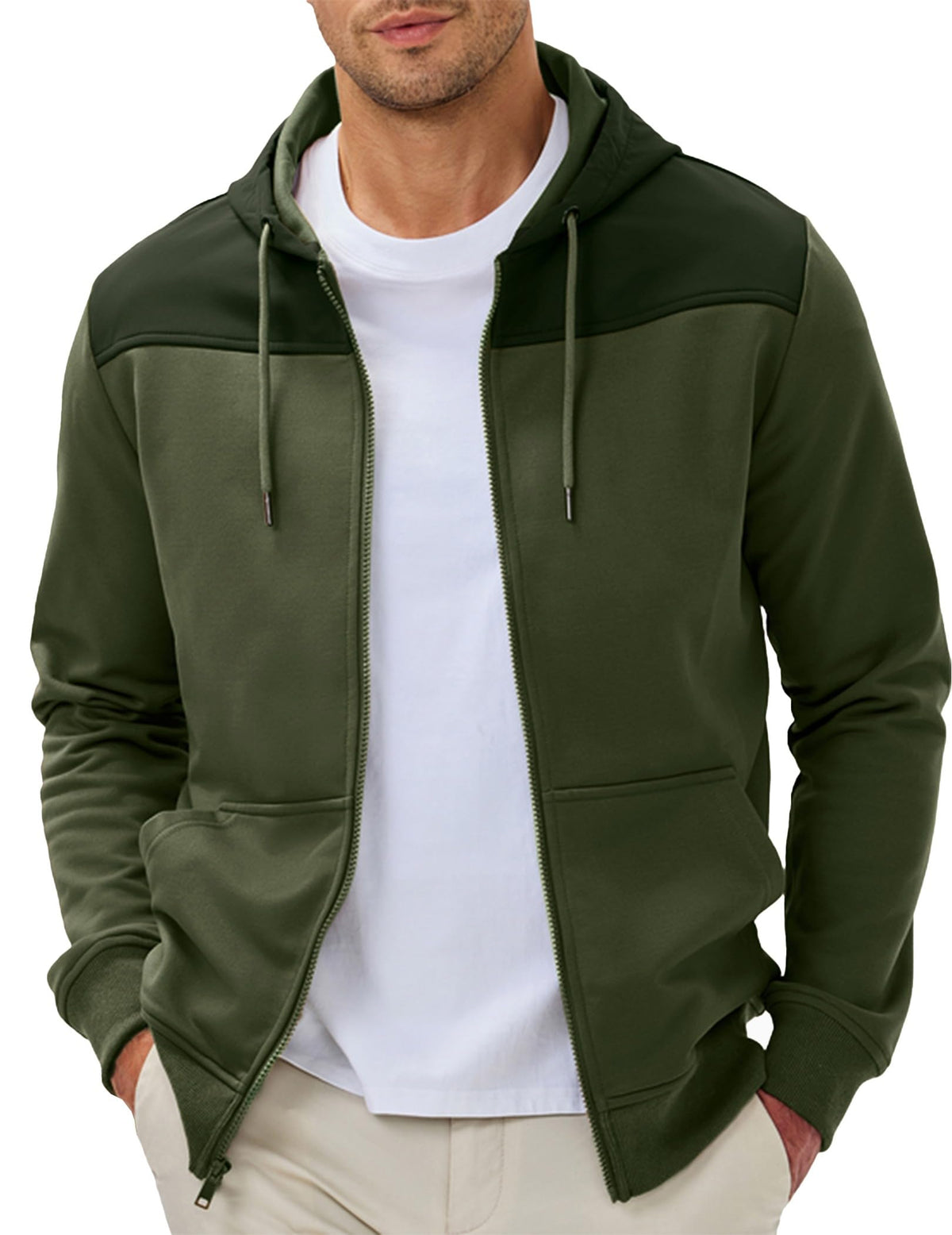 JMIERR Men's Colorblock Zip Hoodie Lightweight Jacket