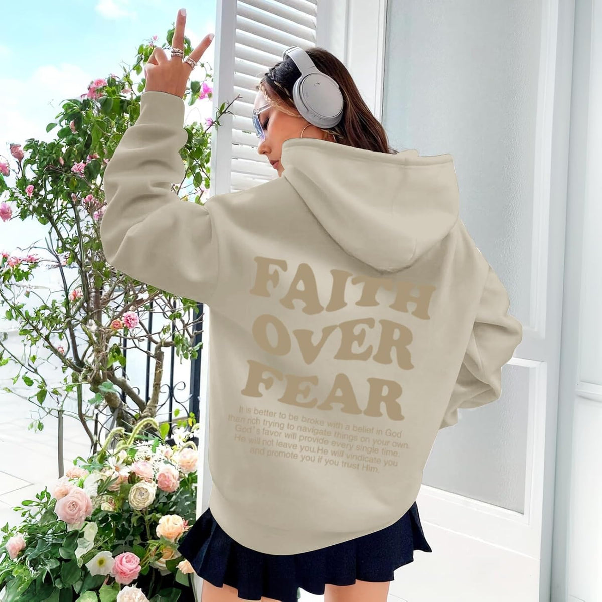 Faith Over Fear Hoodie Men Christian Jesus Sweatshirts Bible Verse Graphic Hoodies Inspirational Streetwear Pullover