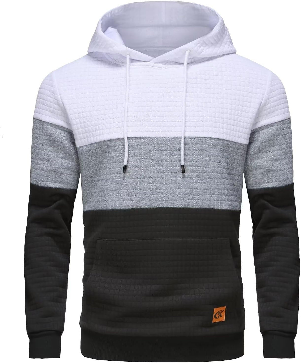 Yundobop Men's Pullover Hoodies Plaid Jacquard with Kangaroo Pocket