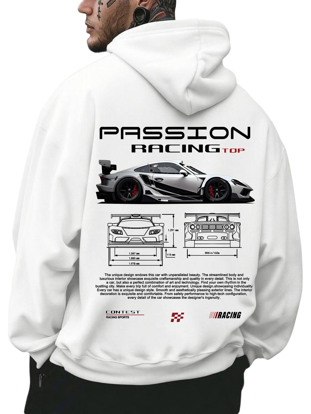 RoseSeek Men's Vintage Graphic Car Hoodies Long Sleeve Thermal Sweatshirts