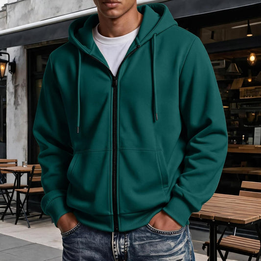Mens Zip Up Hoodie Full Zip Oversized Fleece Lined Sweatshirt Fall Hoodies