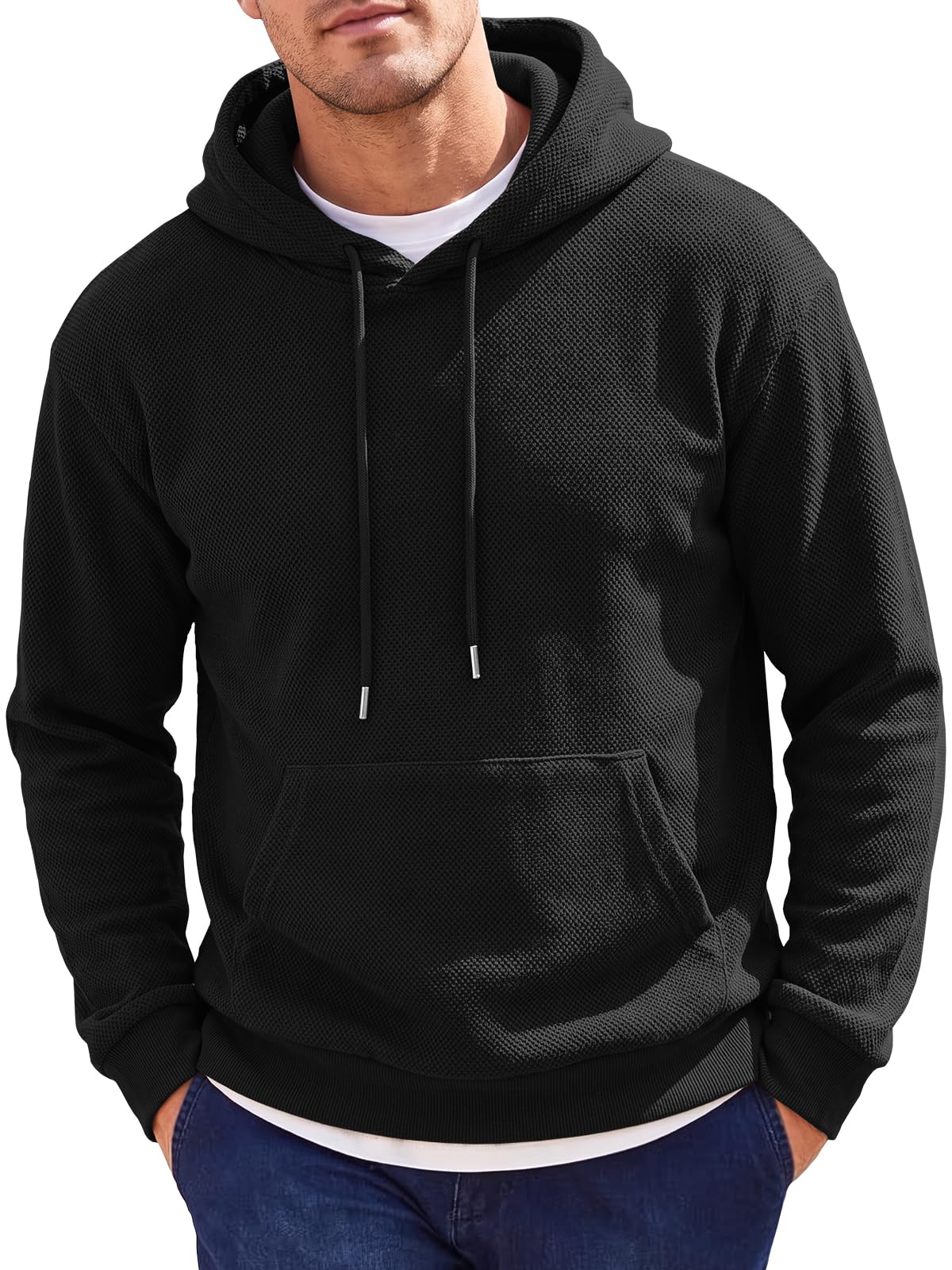 Runcati Mens Casual Hoodies Long Sleeve Pullover Sweatshirts with Pocket