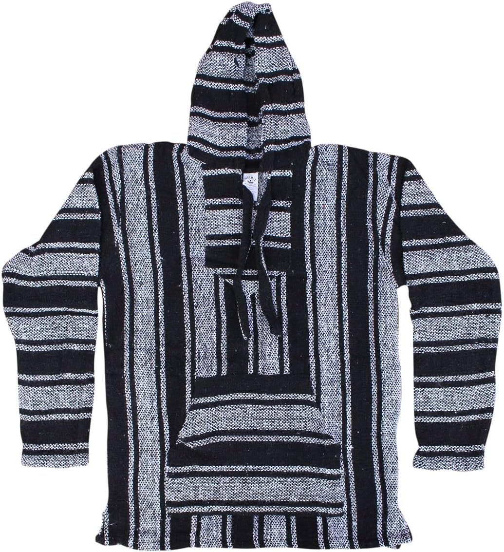 Del Mex Mexican Baja Hoodie Hippie Surf Poncho Sweater Sweatshirt Pullover Jerga