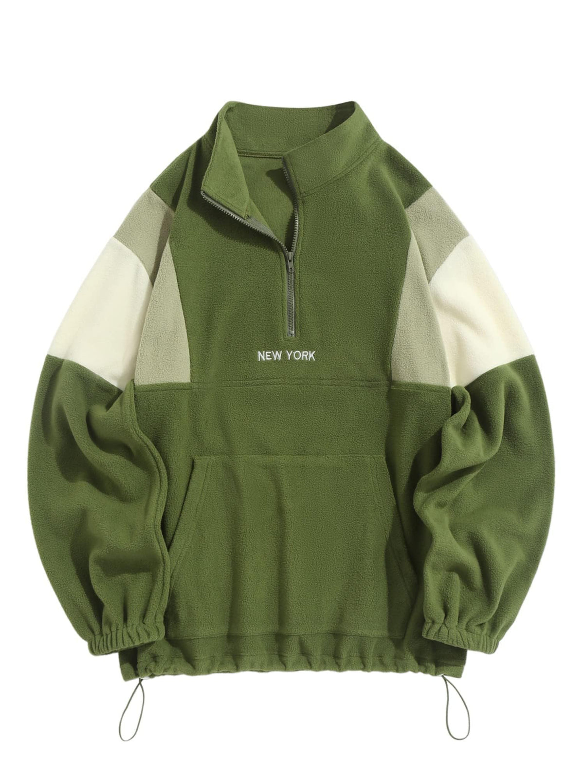 ZAFUL Men's Polar Fleece Sweatshirt NY Embroidery Half Zip Fleece Jacket