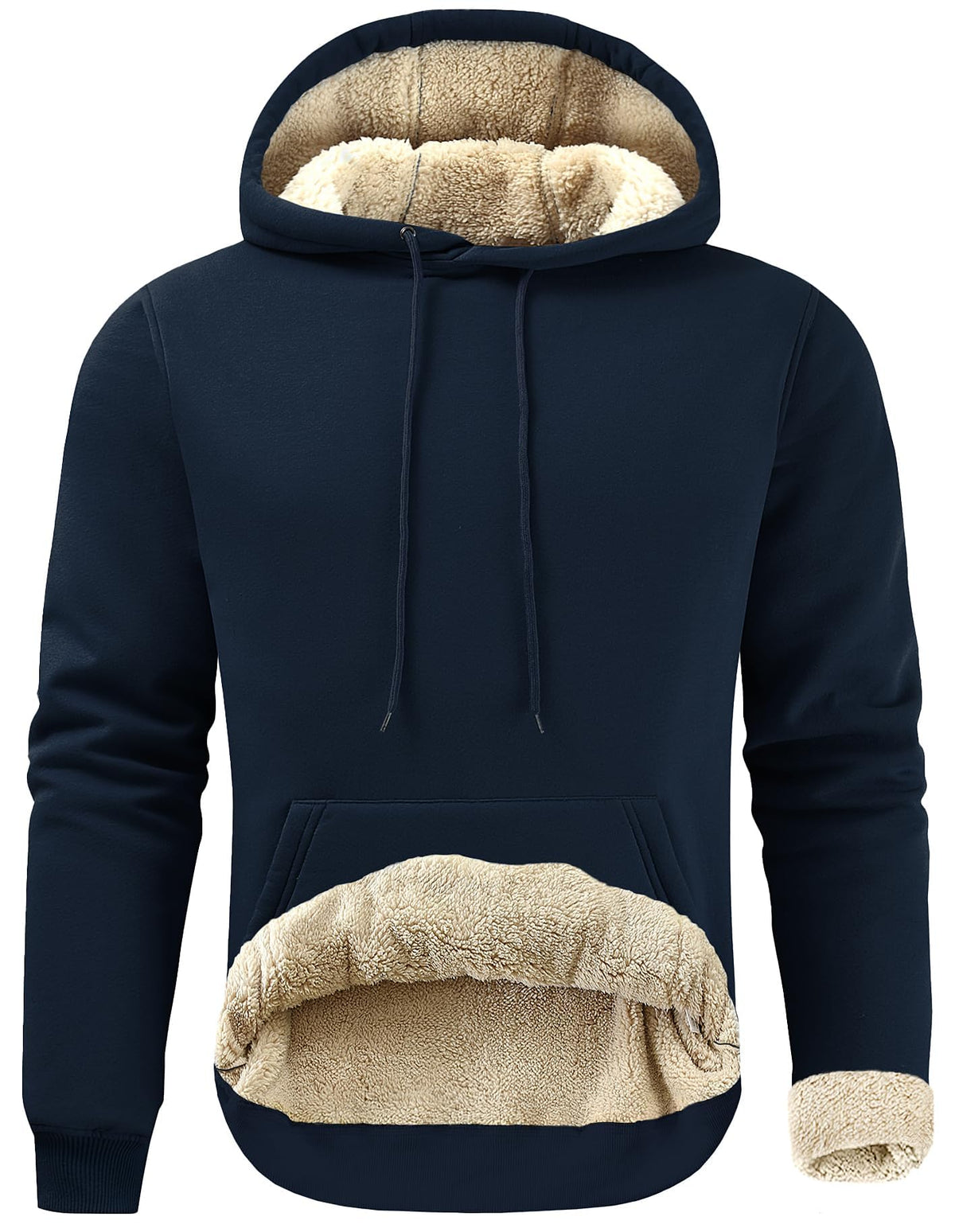 Gesean Men's Cotton Fleece Pullover Hoodie Sherpa Warm Hooded Sweatshirt