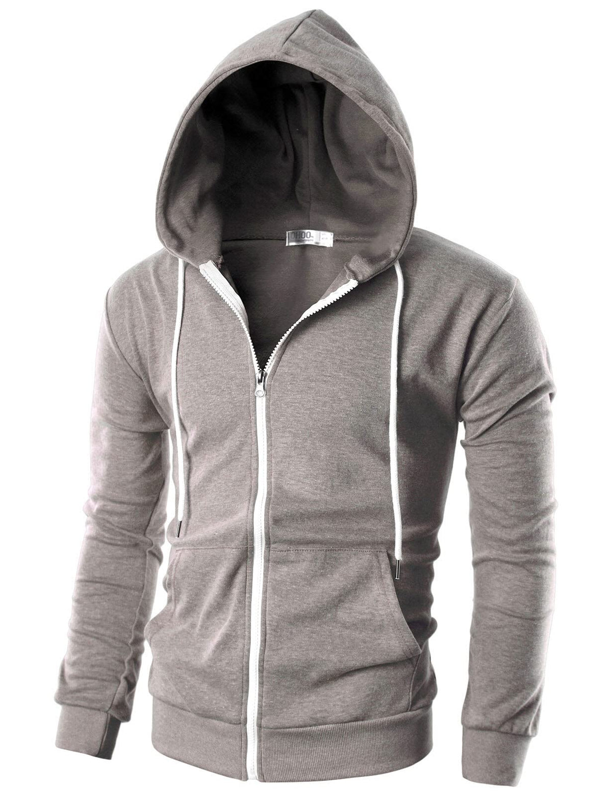 Ohoo Men's Zip Up Hoodie Lightweight Slim Fit Hooded Jacket
