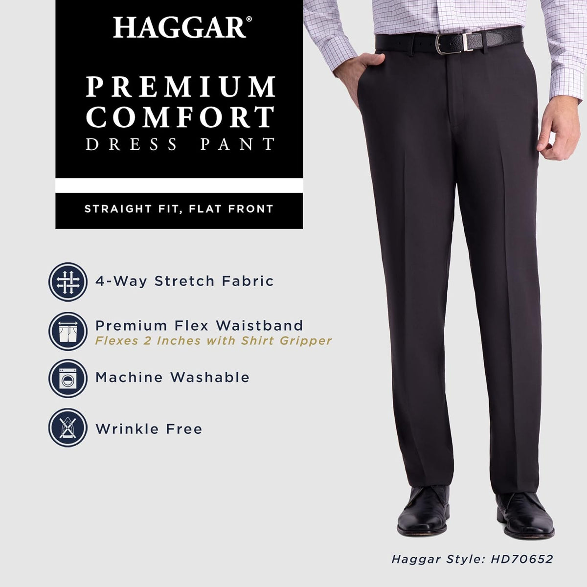 Haggar Men's Straight Fit Premium Comfort Dress Pant