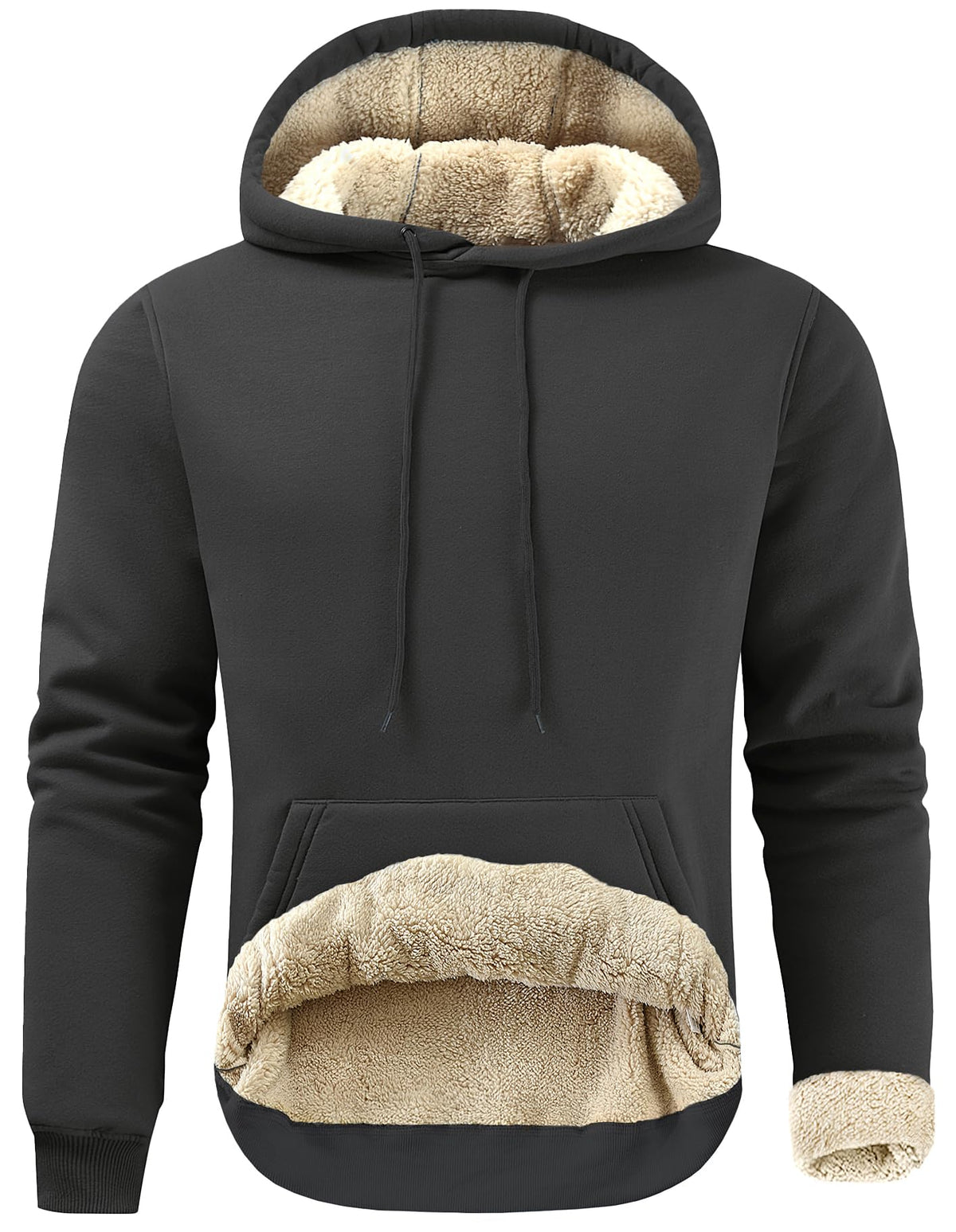 Gesean Men's Cotton Fleece Pullover Hoodie Sherpa Warm Hooded Sweatshirt