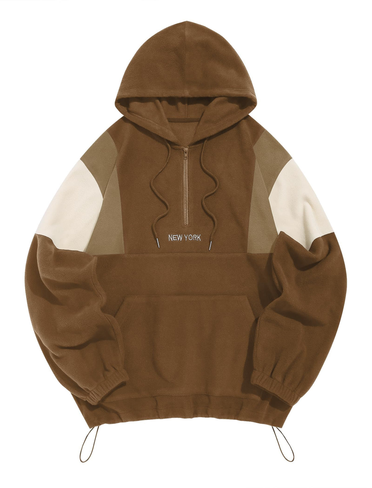 ZAFUL Men's Polar Fleece Sweatshirt NY Embroidery Half Zip Fleece Jacket