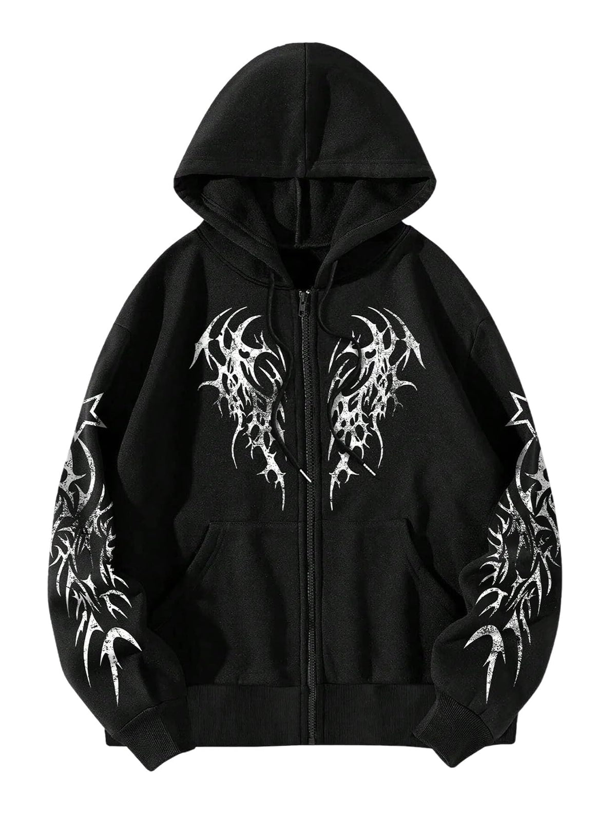 SHENHE Men's Zip Up Graphic Hoodie Long Sleeve Drawstring Sweatshirt