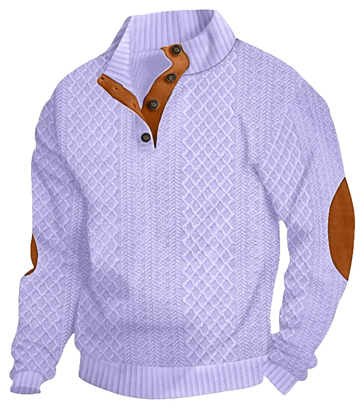 Men's Casual Sweatshirt Pullover Sweater Casual Long Sleeve Stand Collar Quarter Button Sweaters