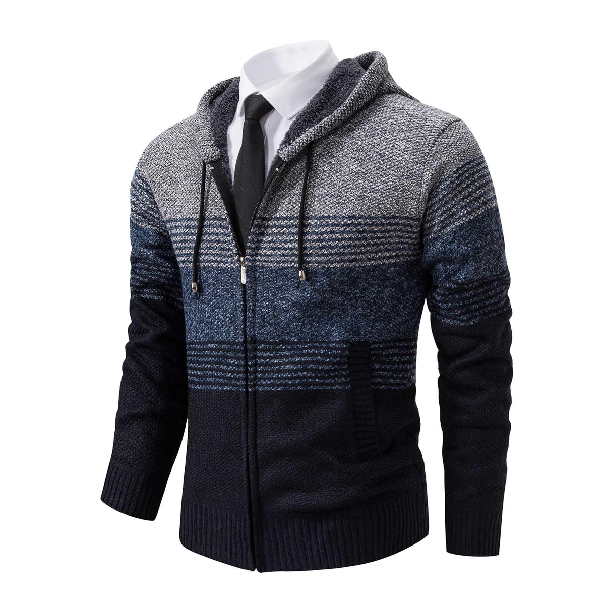 Mens Hoodies Knit Sweater Fleece Cardigan Hooded Men's Sweaters Jacket