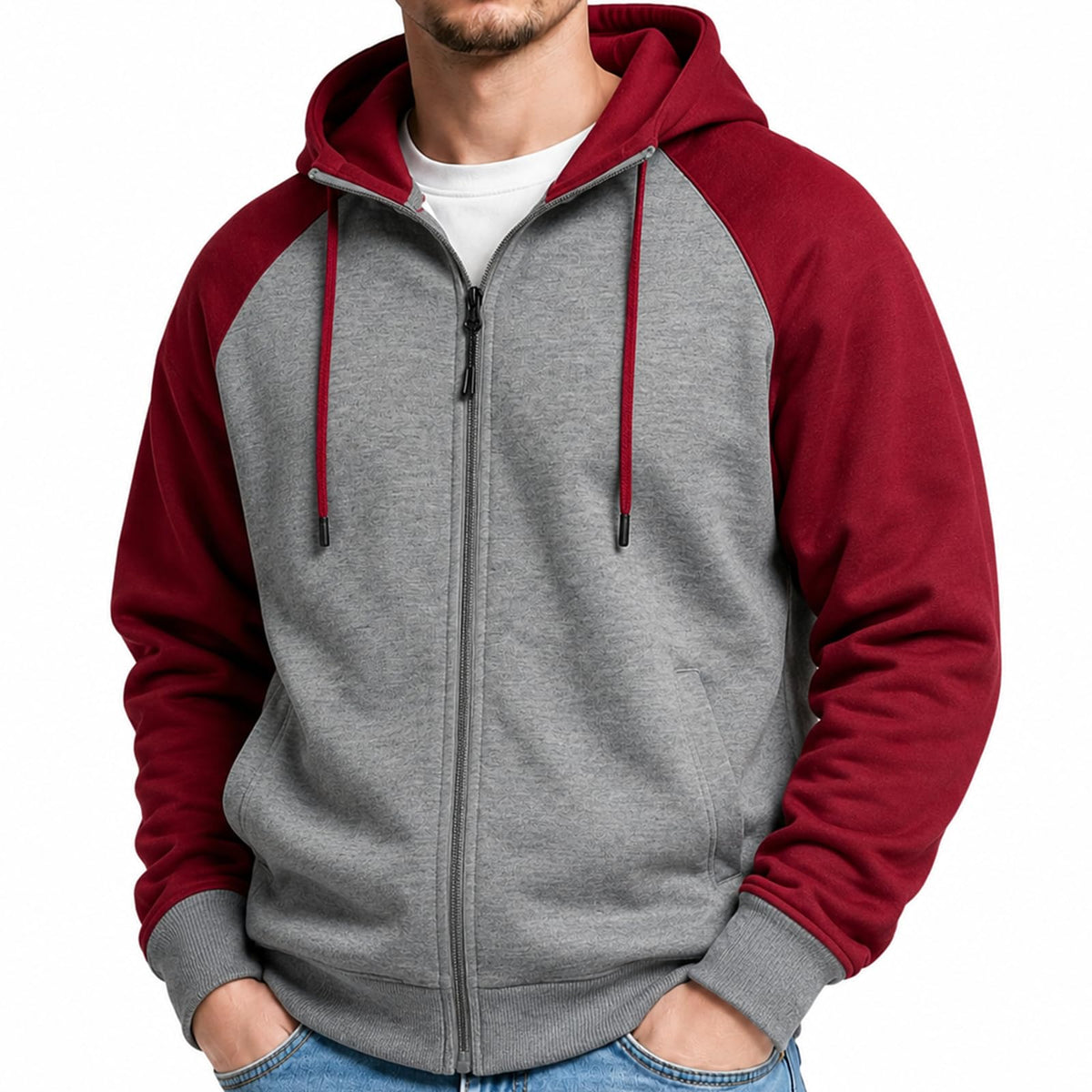 MANTORS Mens Fleece Jackets Contrast Hoodies Lightweight Sweatshirt Color Block Jacket Coats
