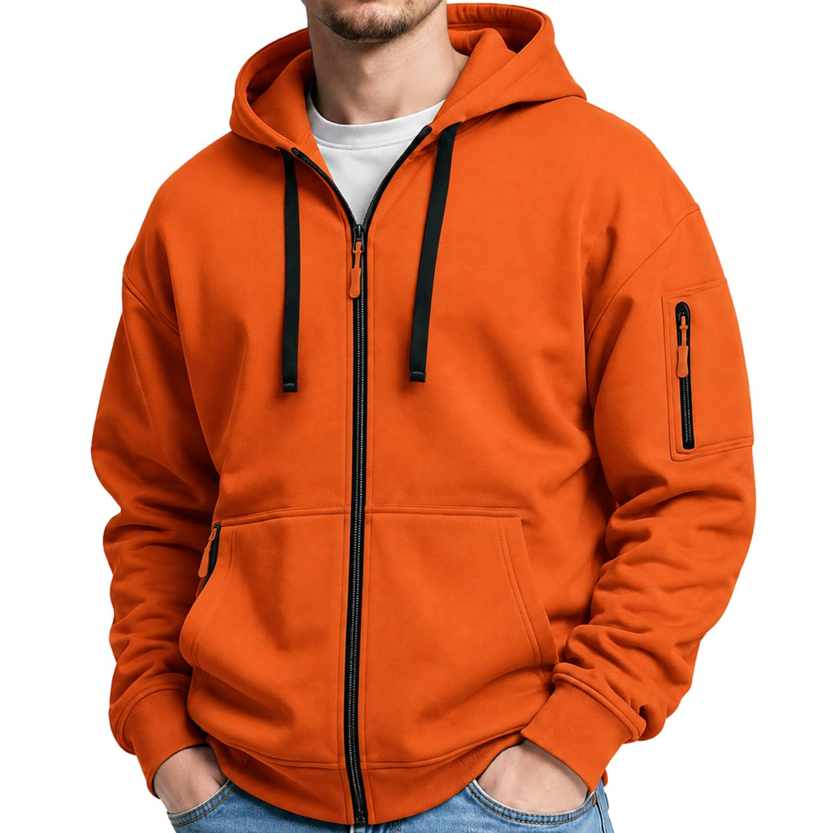 MANTORS Mens Fleece Jackets Contrast Hoodies Lightweight Sweatshirt Color Block Jacket Coats