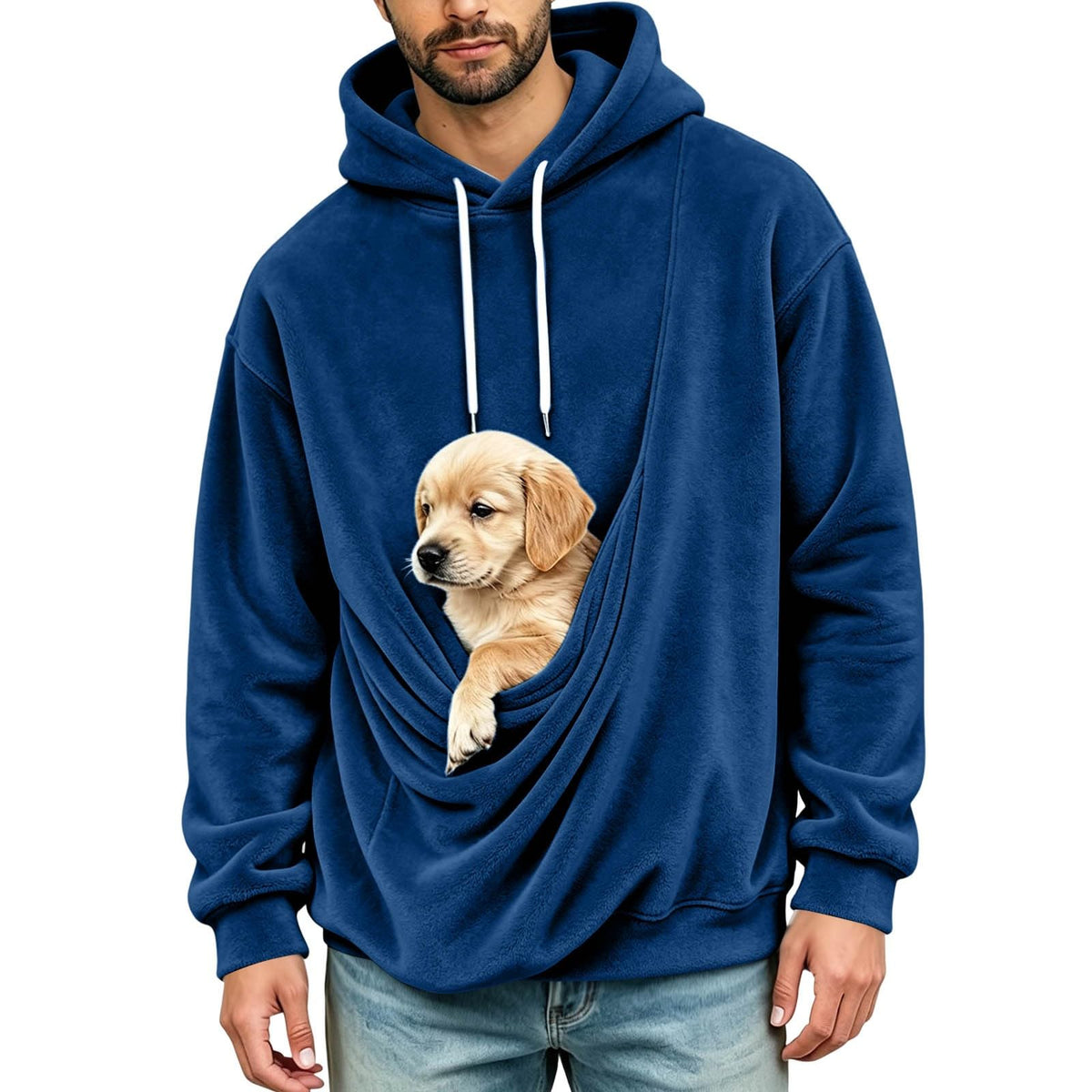 Mens Hoodies Pullover Fashion Kangaroo Pouch Hoodie Slim Oversized Tops Fall Winter Casual Animal Holder Sweatshirts