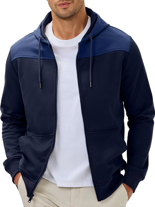JMIERR Men's Colorblock Zip Hoodie Lightweight Jacket