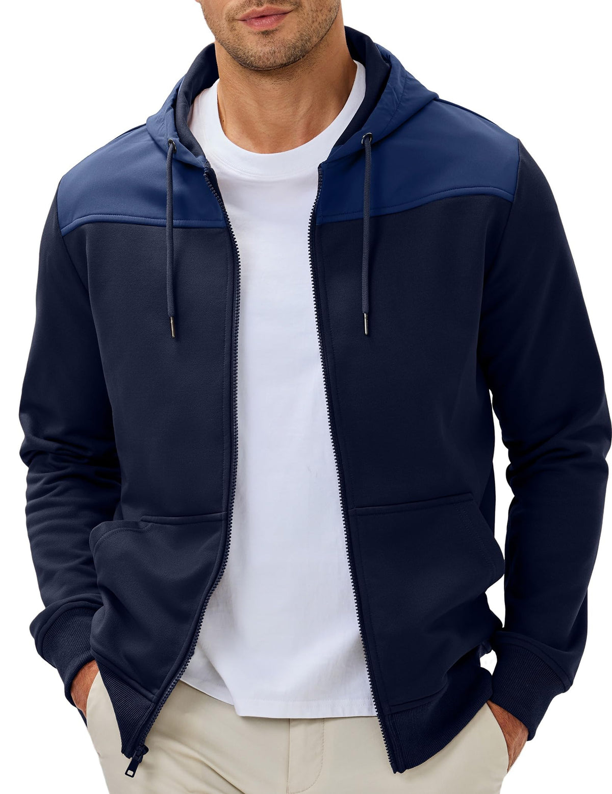 JMIERR Men's Colorblock Zip Hoodie Lightweight Jacket