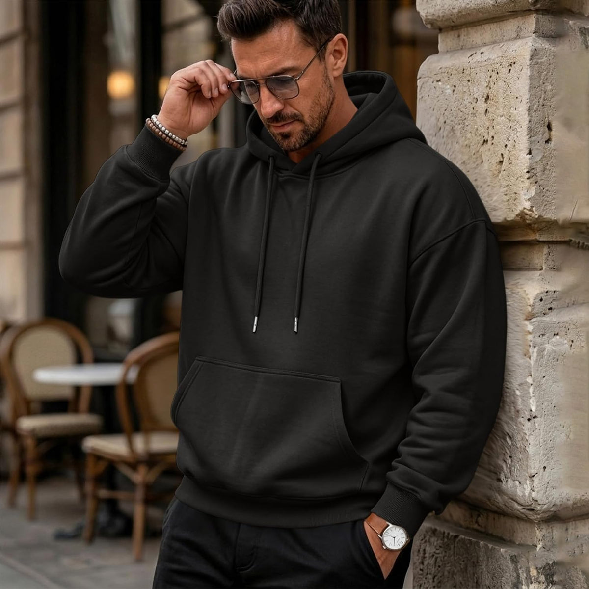 Mens Hoodies Oversized Vintage Sweatshirt Y2K Light Fleece Pullover Tops