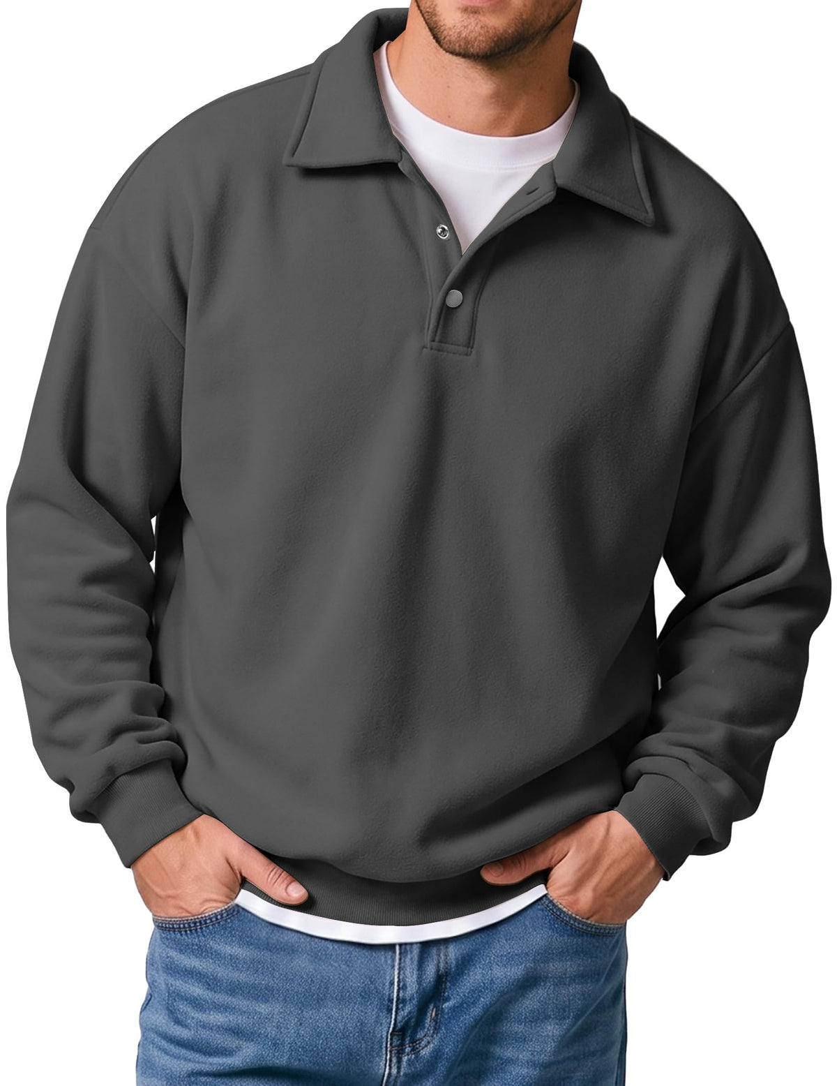 JMIERR Men's Casual Polo Sweatshirt Pullover Sweaters