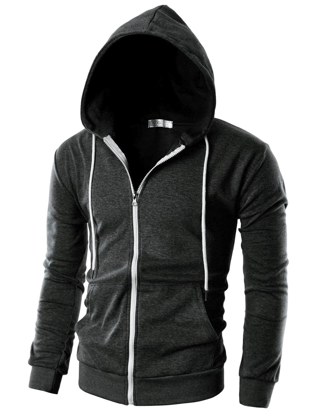 Ohoo Men's Zip Up Hoodie Lightweight Slim Fit Hooded Jacket