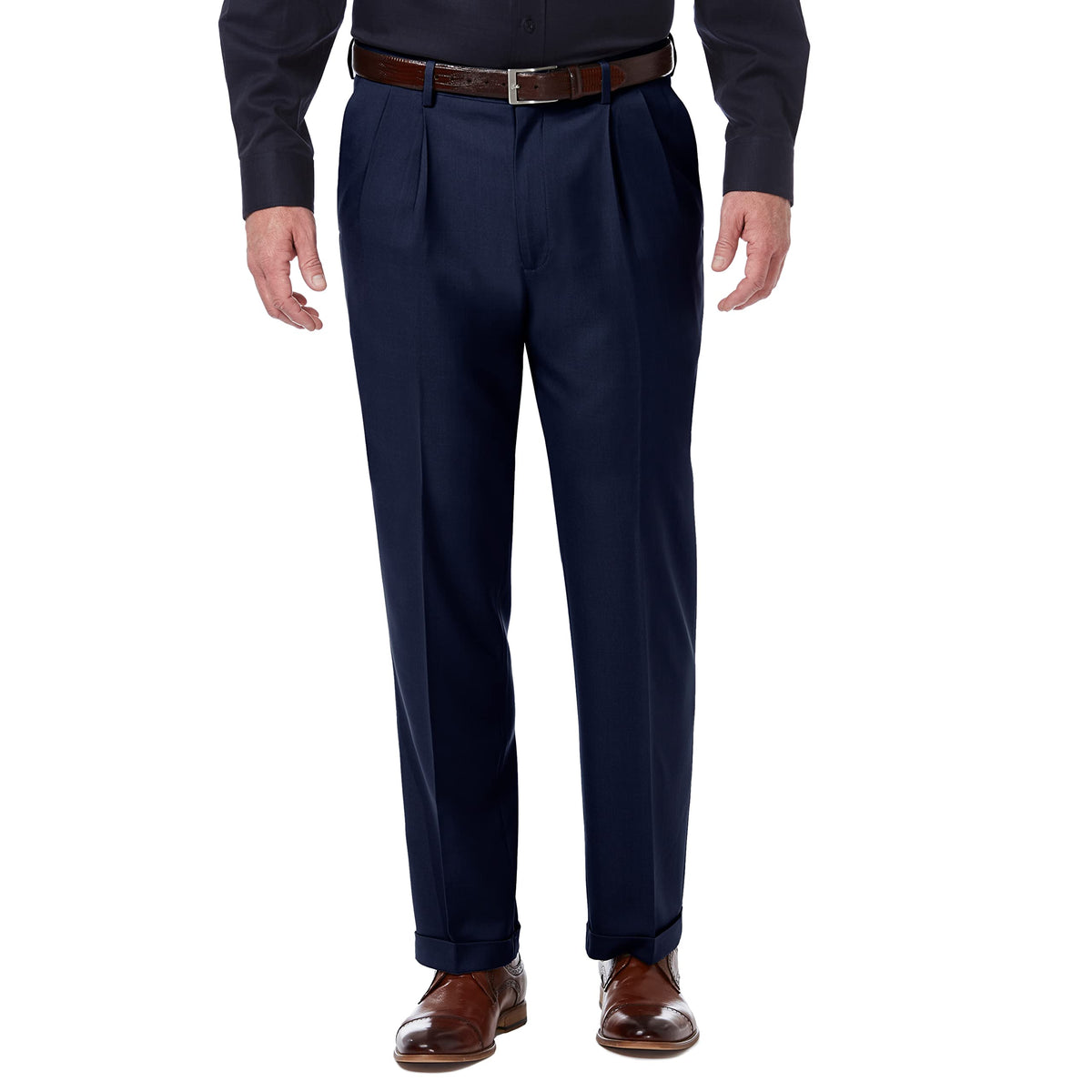 Haggar Men's Classic Fit Pleated Premium Comfort Dress Pant