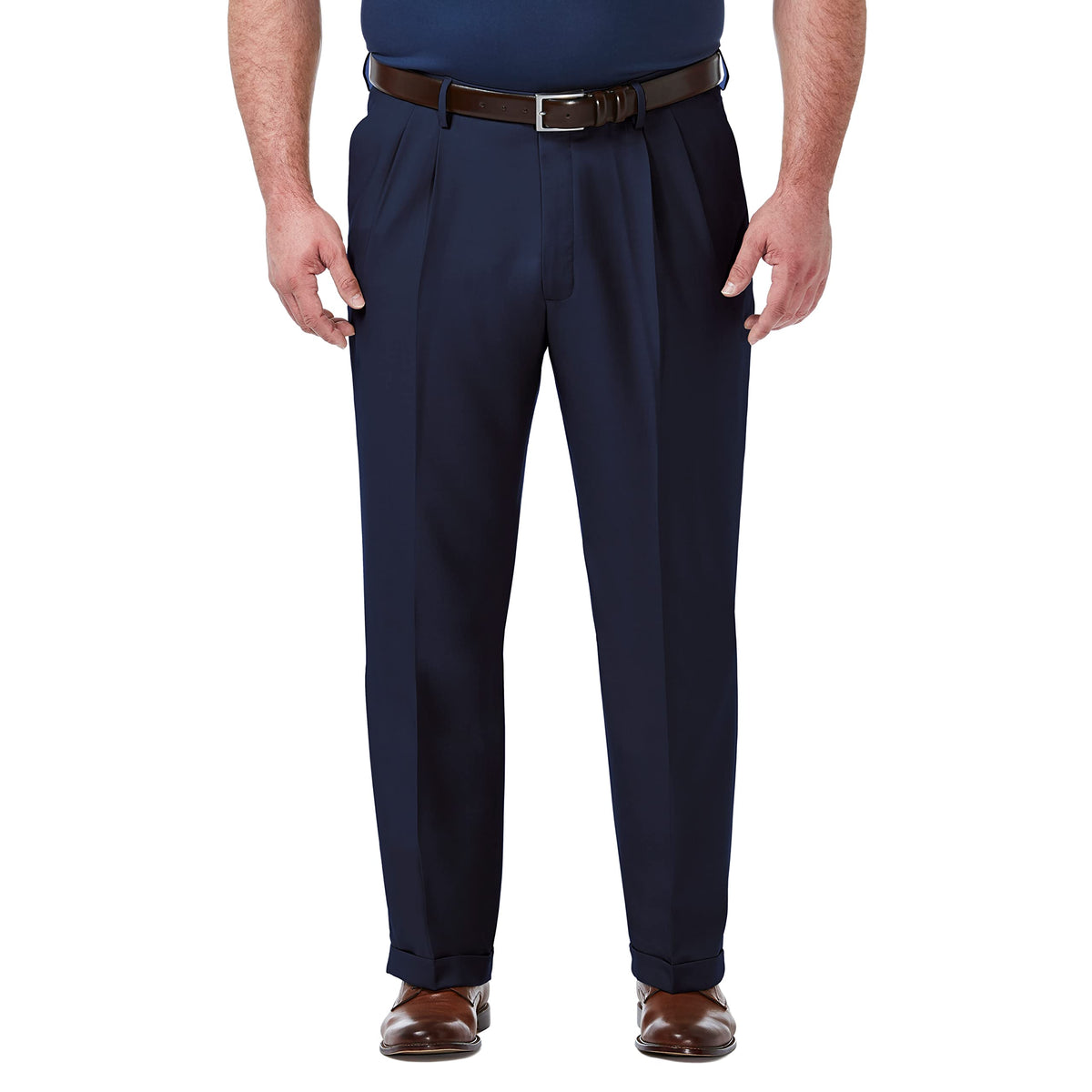 Haggar Men's Classic Fit Pleated Premium Comfort Dress Pant