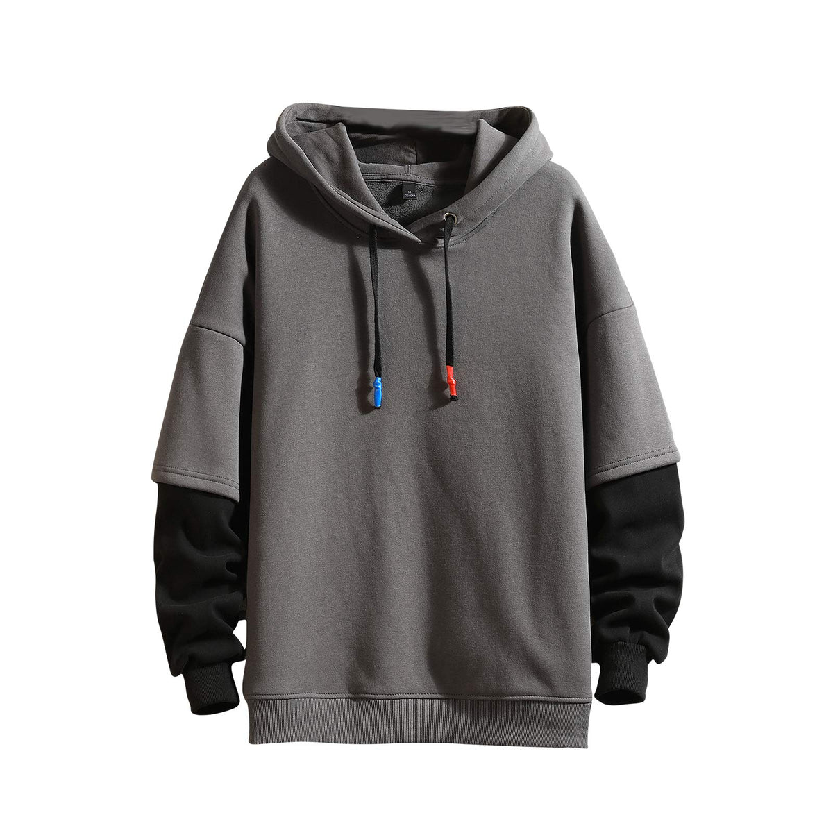 GURUNVANI Fashion Hoodies Men's Color Block Pullover O-Neck Hooded Sweatshirt Patchwork