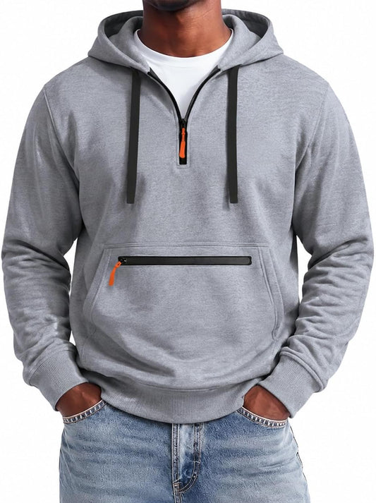 Tactical Hoodies for Men Comfy Quarter Zip Pullover with Multi Pockets