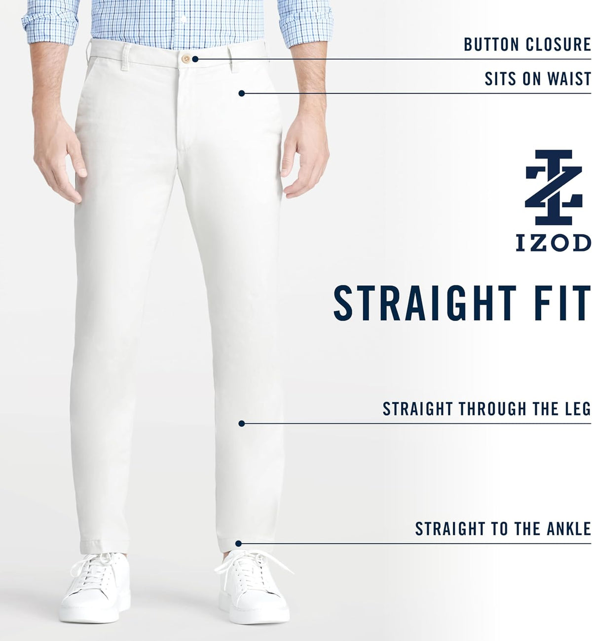 Izod Men's Performance Stretch Straight Fit Flat Front Chino Pant
