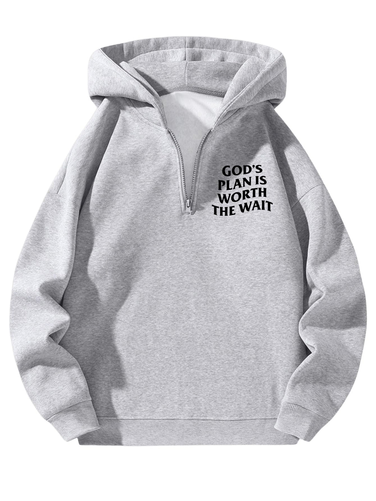 Verdusa Mens Quarter Zip Hoodie Long Sleeve Drop Shoulder Fleece Sweatshirt