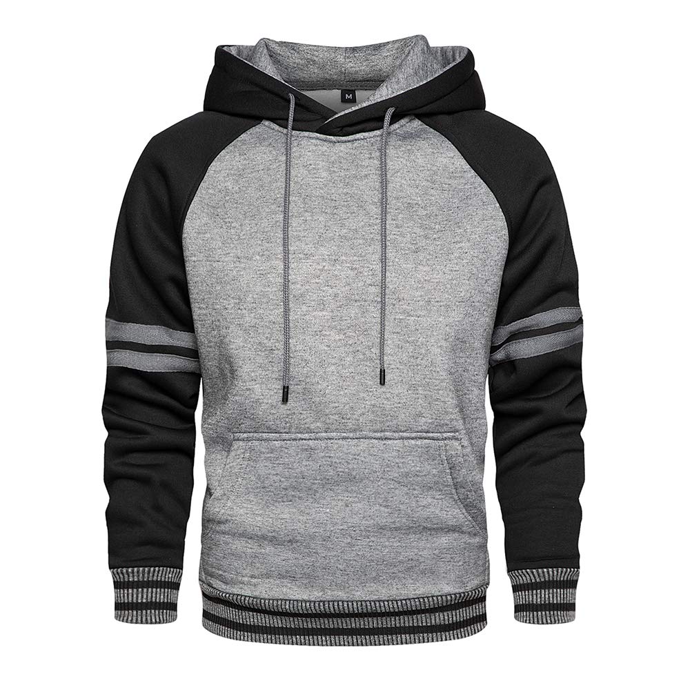 TOLOER Pullover Hoodie Men Blend Fleece Long Sleeve Sweatshirt with Kangaroo Pockets