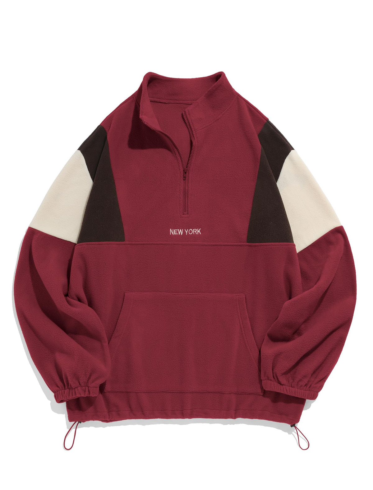 ZAFUL Men's Polar Fleece Sweatshirt NY Embroidery Half Zip Fleece Jacket