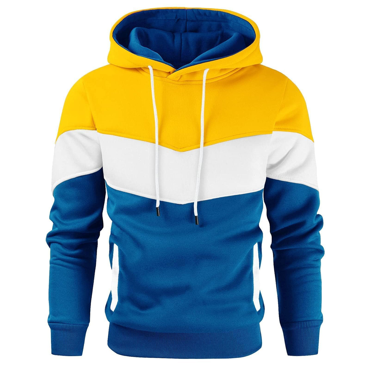 Gesean Men's Novelty Color Block Pullover Fleece Hoodie Casual Sweatshirt