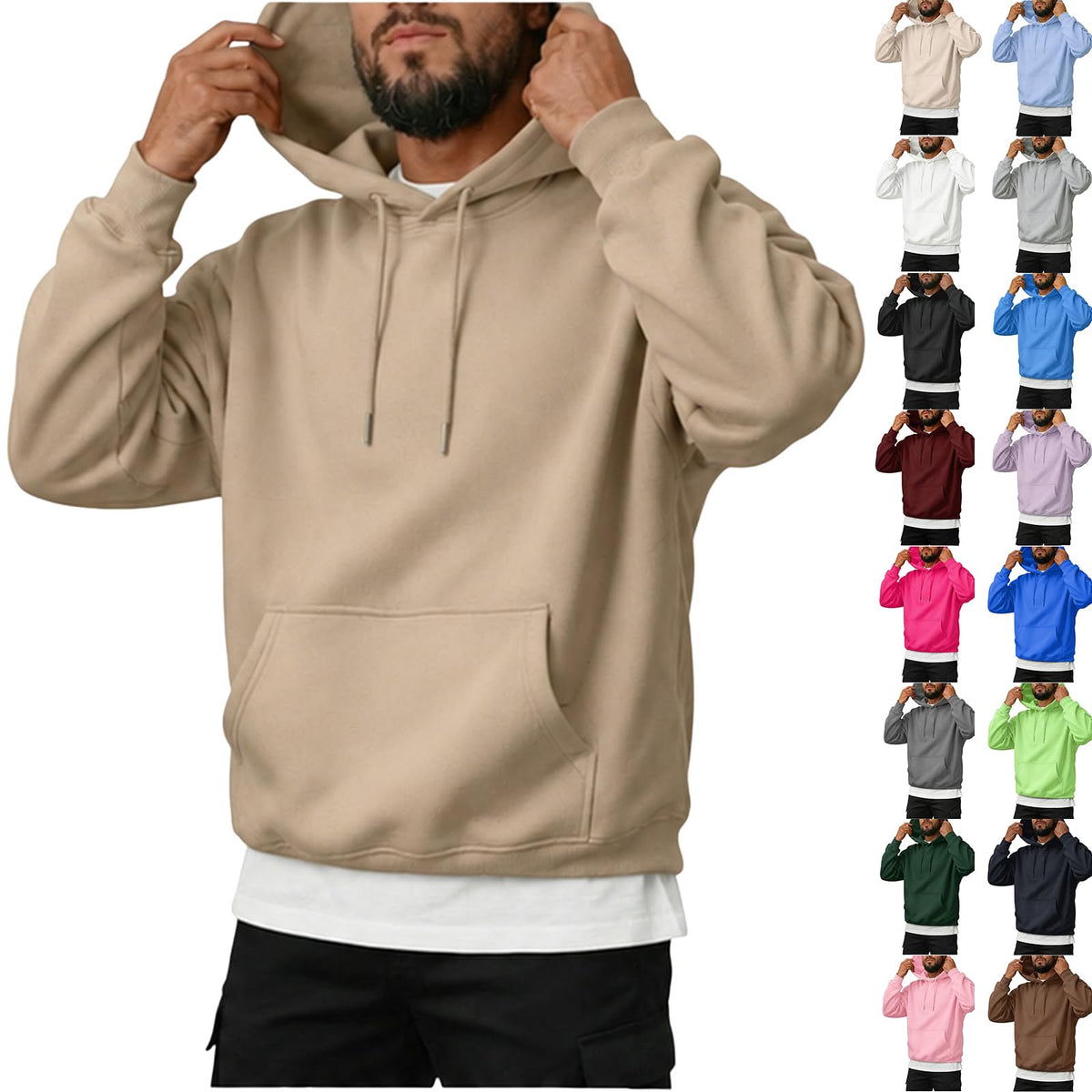 Oversized Hoodies for Men Fleece Long Sleeve Relaxed Sweatshirt Y2k