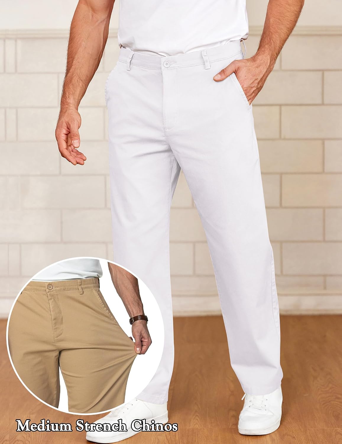 COOFANDY Men's Casual Chinos Pants Classic Stretch Relaxed Fit Khaki Pants