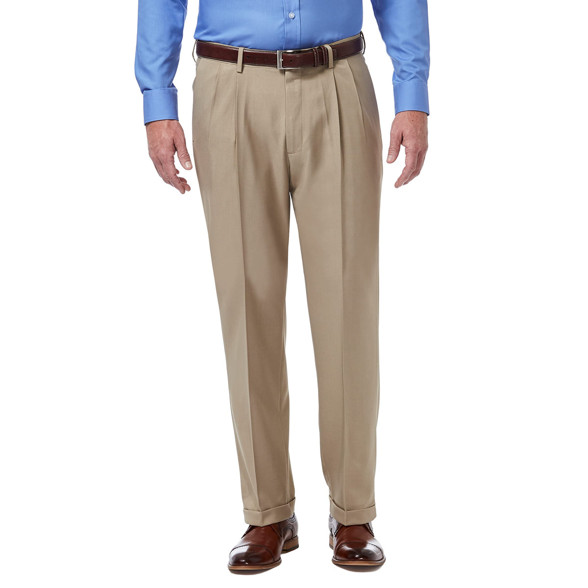 Haggar Men's Classic Fit Pleated Premium Comfort Dress Pant