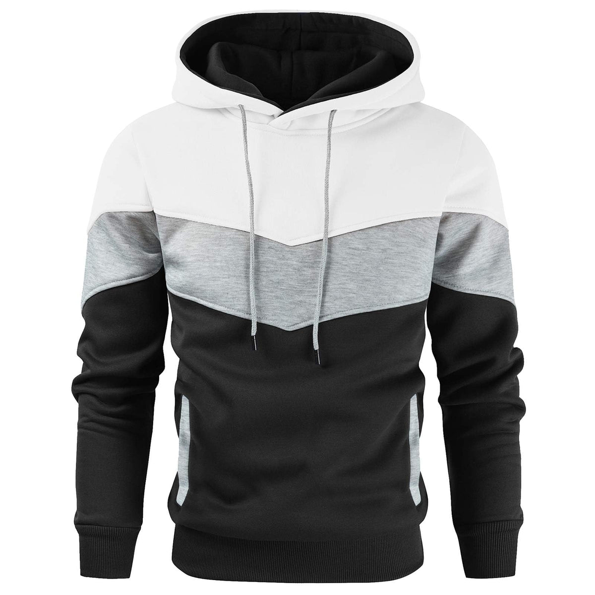 Gesean Men's Novelty Color Block Pullover Fleece Hoodie Casual Sweatshirt