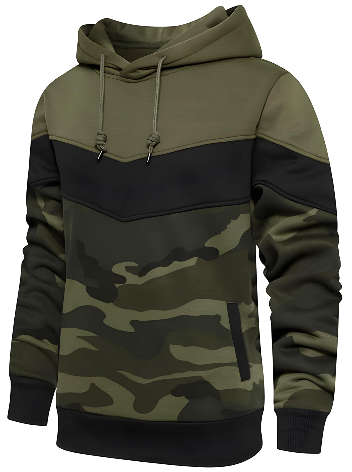 Men's Fashion Novelty Color Block Hoodies Long Sleeve Fleece Hooded Pullover Sweatshirts with Pockets