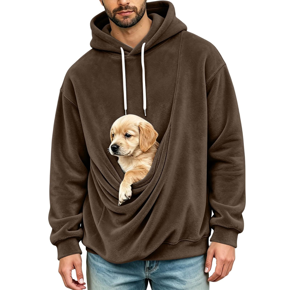 Mens Hoodies Pullover Fashion Kangaroo Pouch Hoodie Slim Oversized Tops Fall Winter Casual Animal Holder Sweatshirts