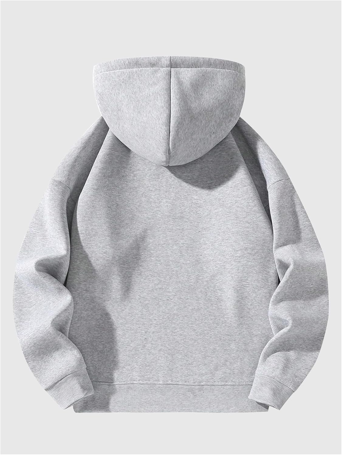Verdusa Mens Quarter Zip Hoodie Long Sleeve Drop Shoulder Fleece Sweatshirt