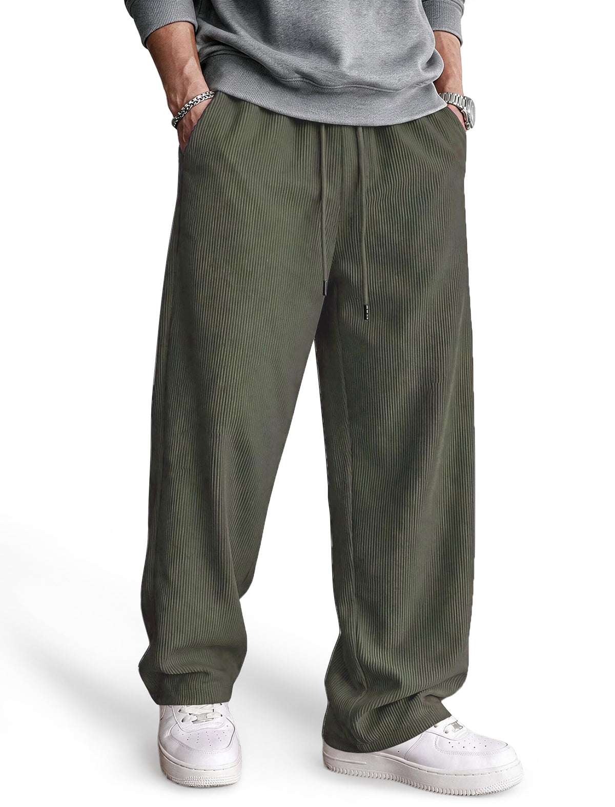 COOFANDY Men's Lightweight Corduroy Pants Relaxed Drawstring Sweatpants