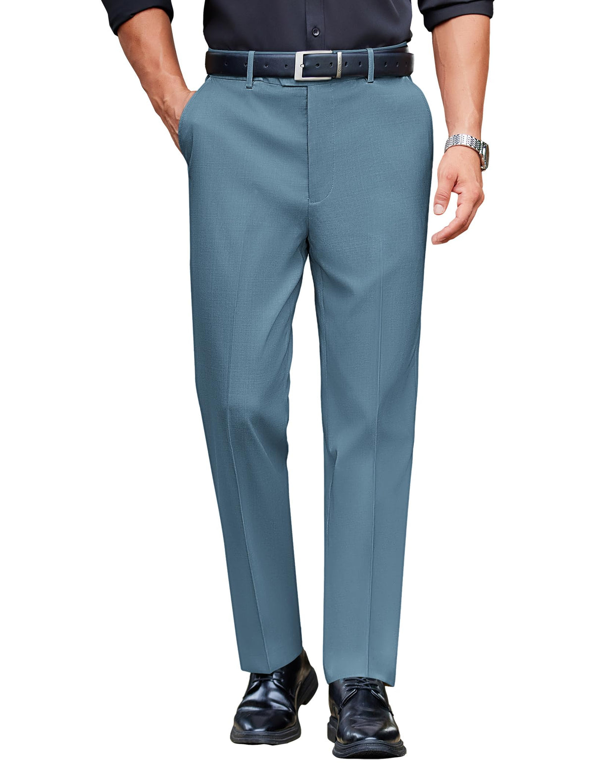 COOFANDY Men Dress Pants Slim Fit Expandable Waist Suit Pant Casual Slacks