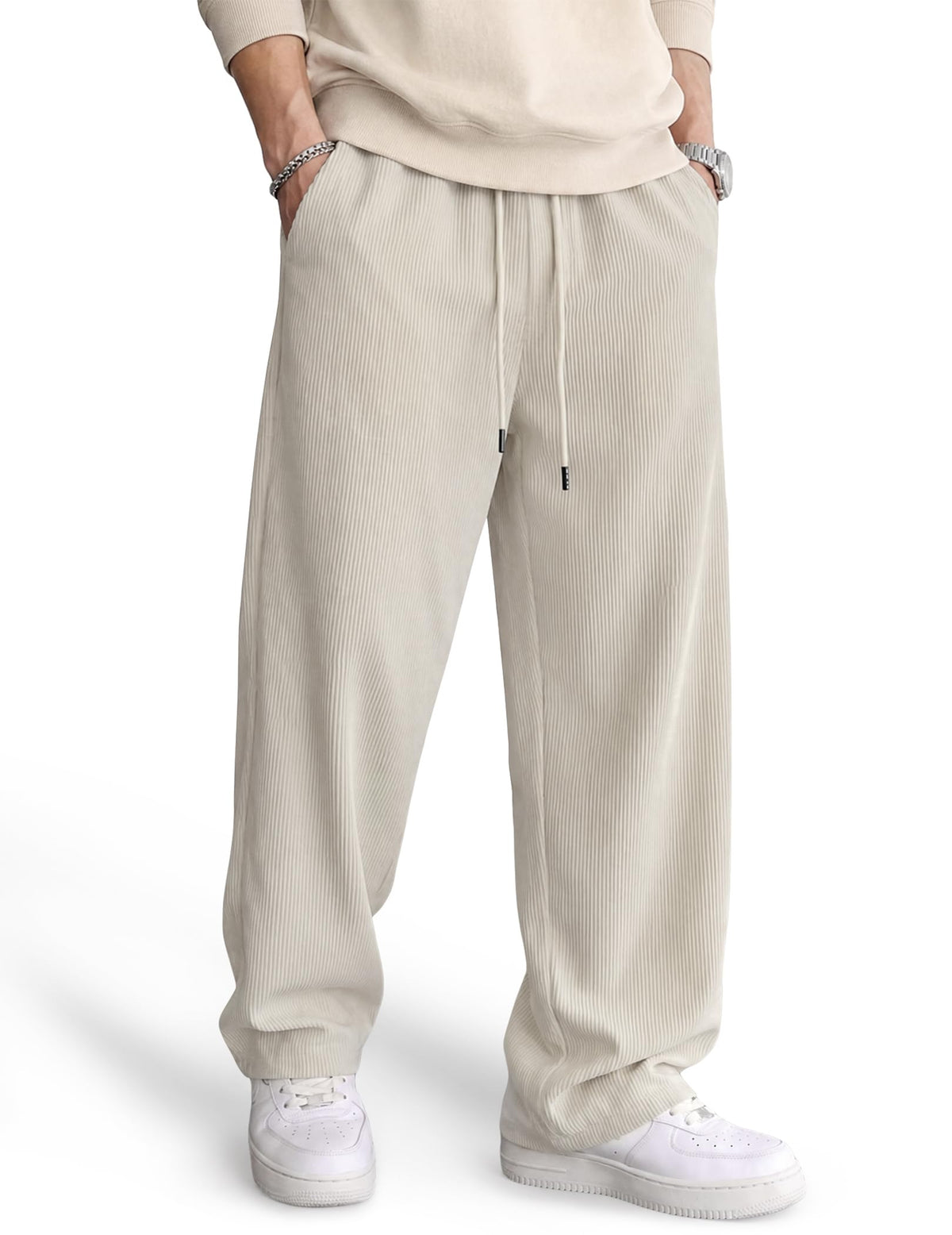 COOFANDY Men's Lightweight Corduroy Pants Relaxed Drawstring Sweatpants