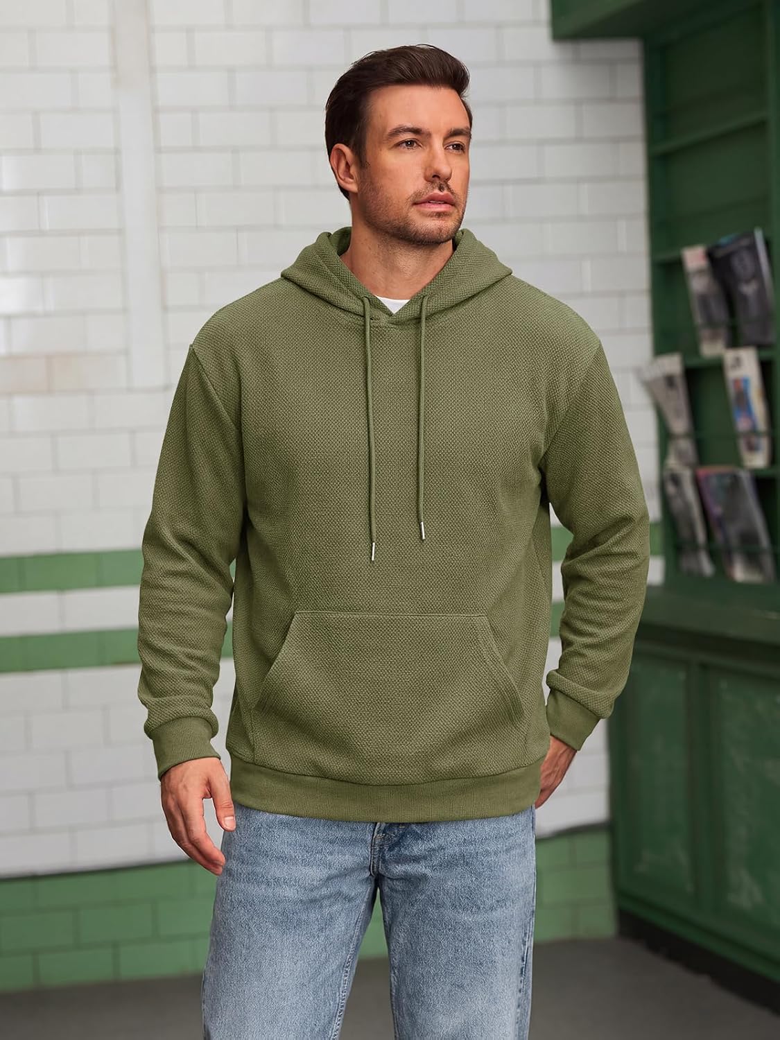 Runcati Mens Casual Hoodies Long Sleeve Pullover Sweatshirts with Pocket