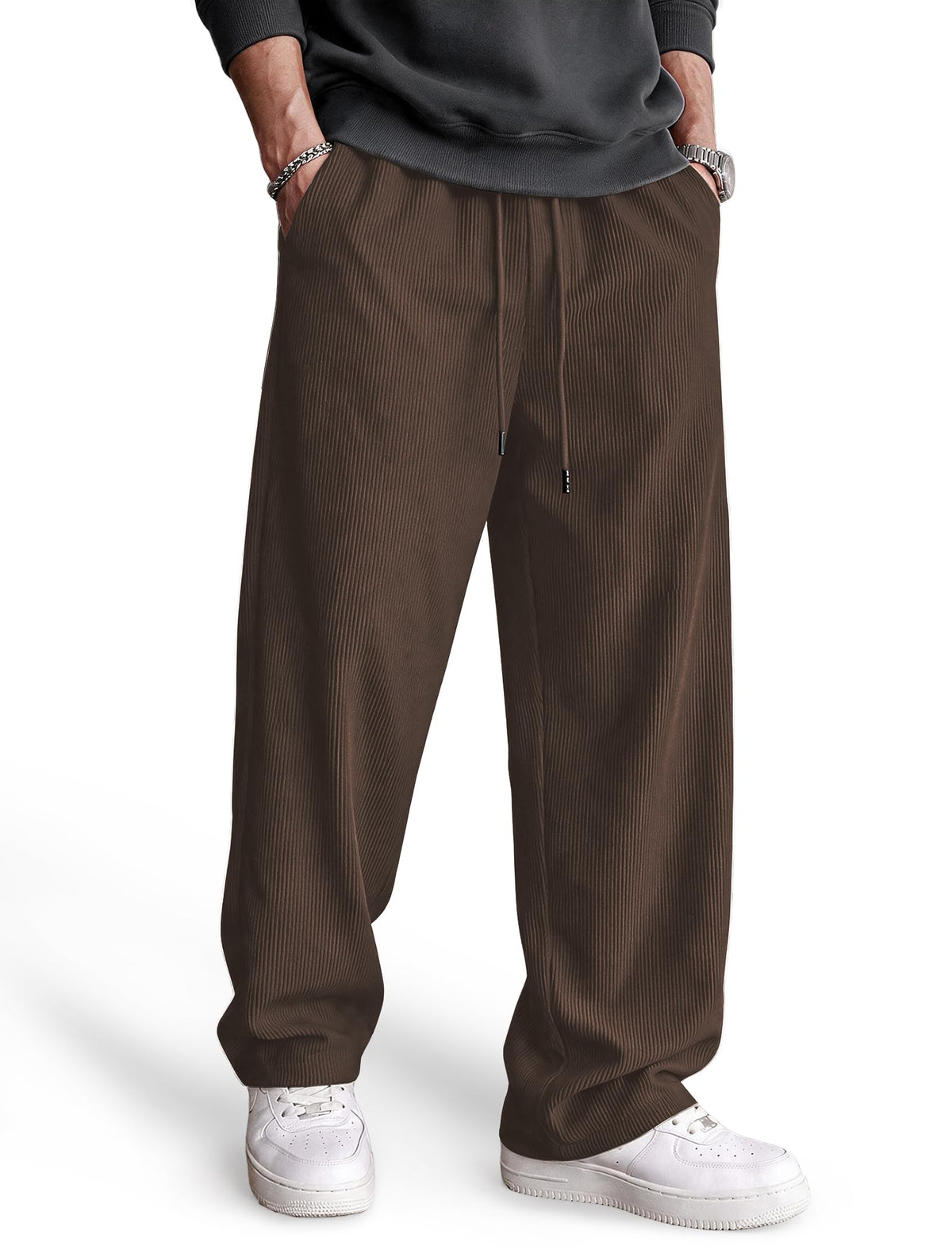COOFANDY Men's Lightweight Corduroy Pants Relaxed Drawstring Sweatpants