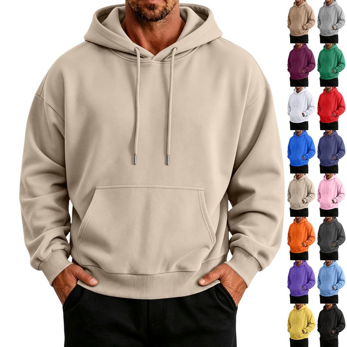 Mens Hoodie Big and Tall Streetwear Hoodies Fleece Hood Pullover Sweatshirt