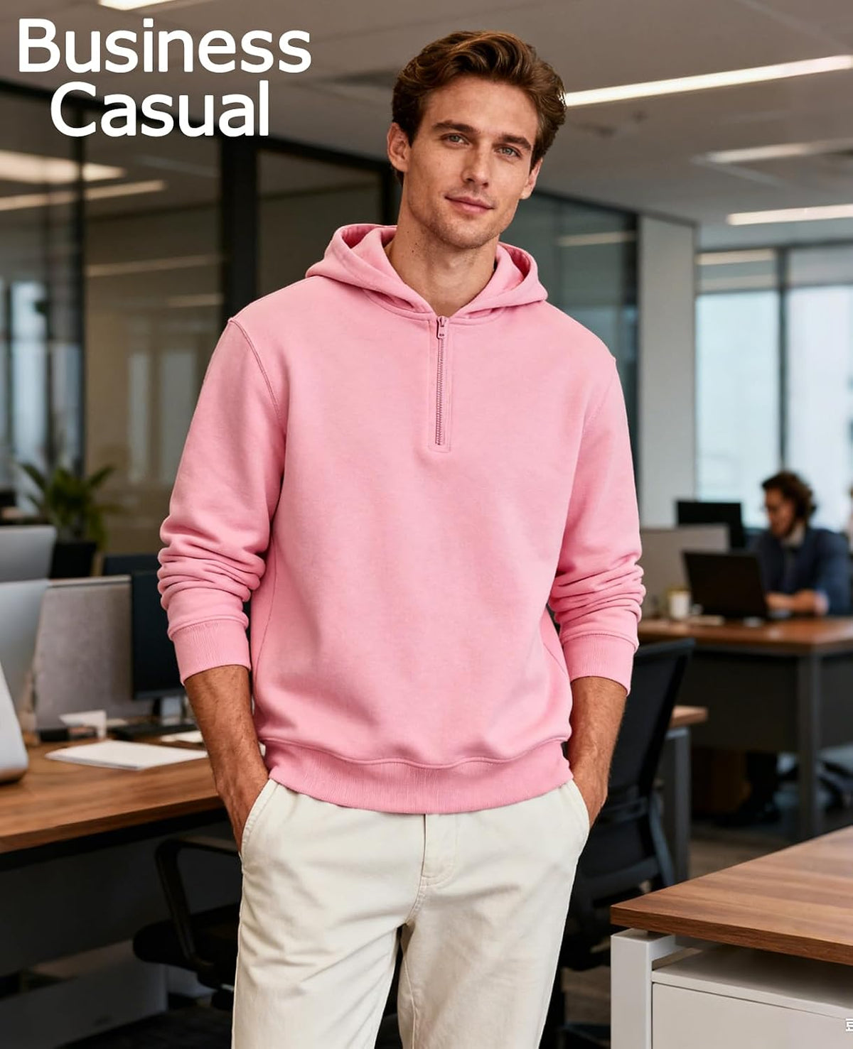 Men's Hoodie Quarter Zip Pullover Sweatshirts Fleece Hoodies Casual Long Sleeve Athletic Hooded Sweat Shirt for Men