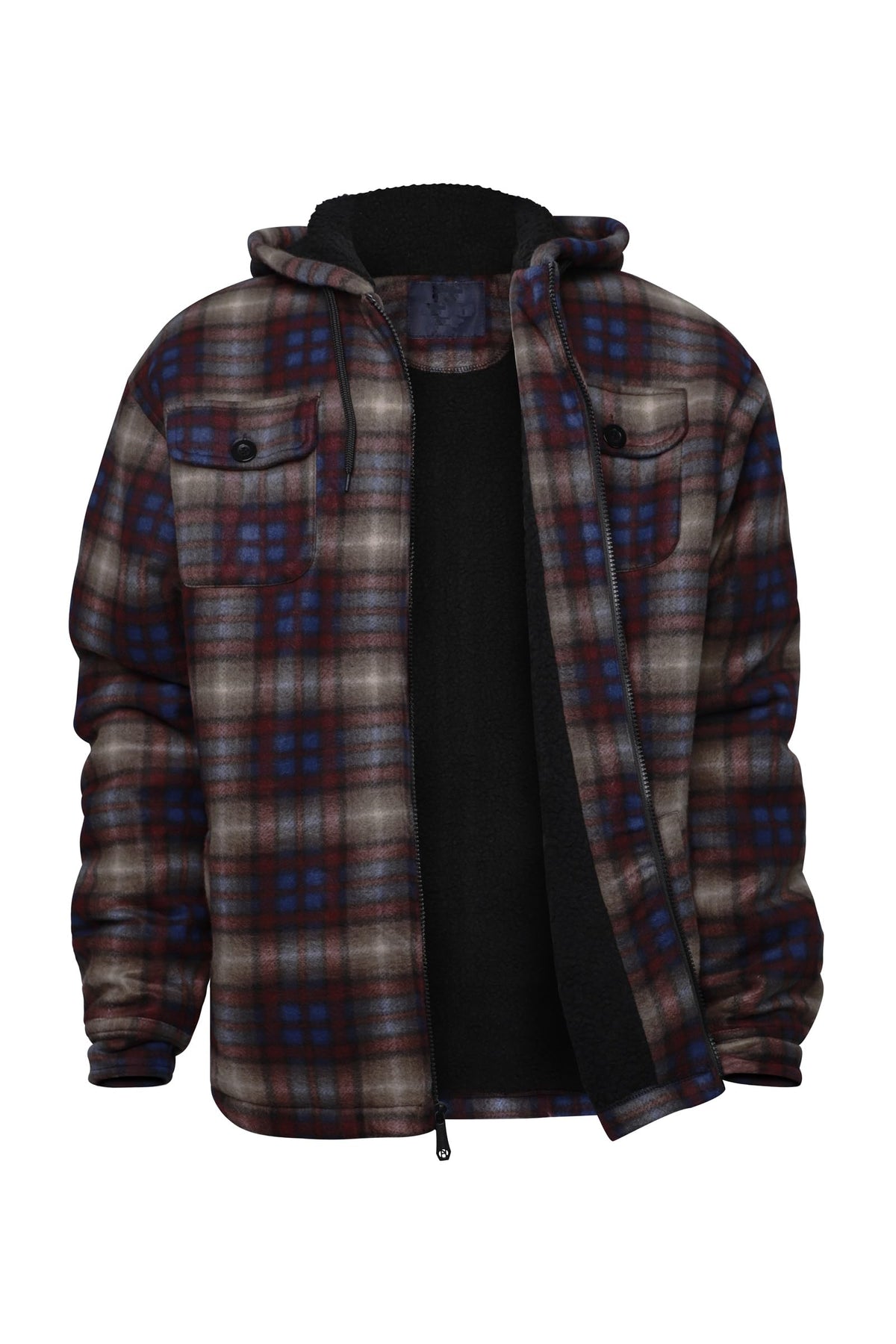 Gary Com Heavy Thick Flannel Plaid Jacket Sherpa Fleece Lined Hoodies for Men Zip Up Winter Warm Coat Zipper Sweatshirt