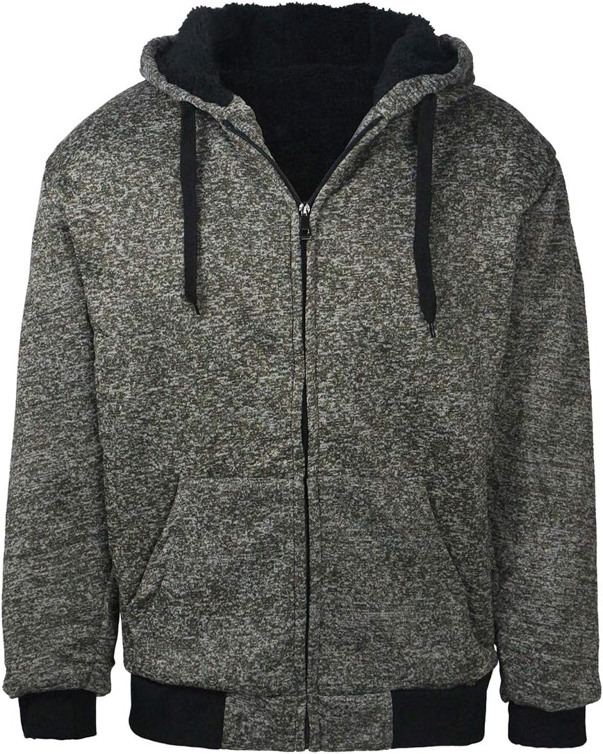 Gary Com Heavyweight Sherpa Hoodies for Men, Thick Fleece Lined Full Zip Up Winter Warm Sweatshirts Work Jackets