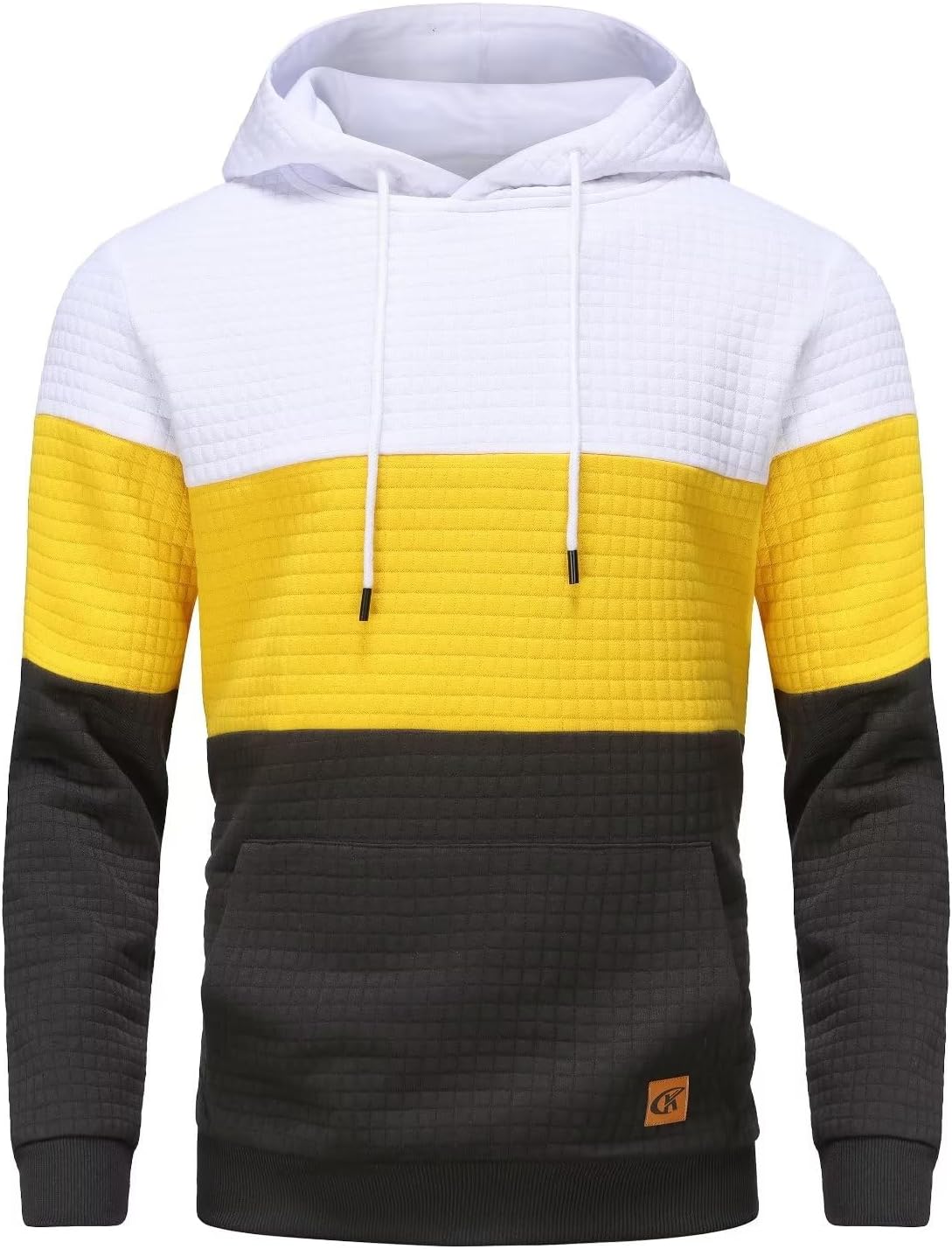 Yundobop Men's Pullover Hoodies Plaid Jacquard with Kangaroo Pocket